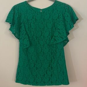 Merona - Flutter Sleeve Lace Blouse - Bright Kelly Green - Women’s Size XS